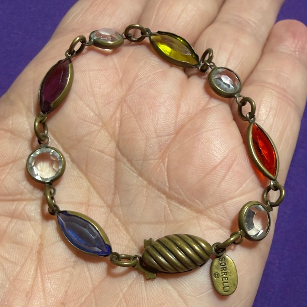 Rare Vintage Sorrelli Jewel-Toned Crystal Bracelet 6.25"  (1)